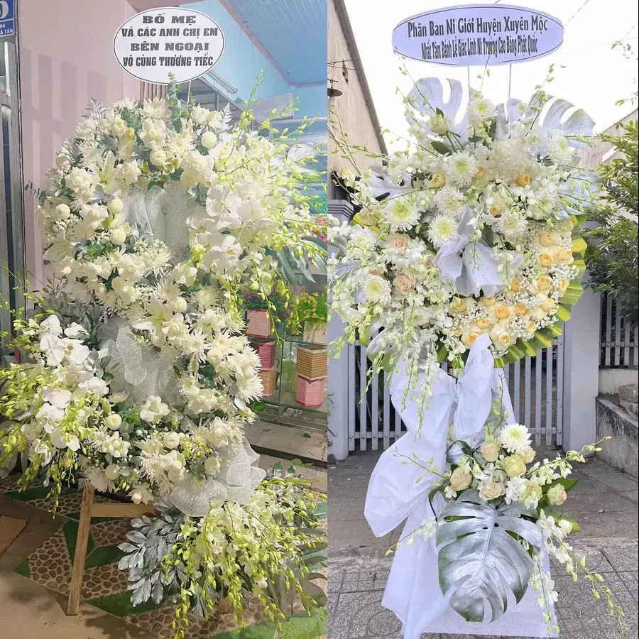 Kệ hoa chia buồn tại Vĩnh Tân