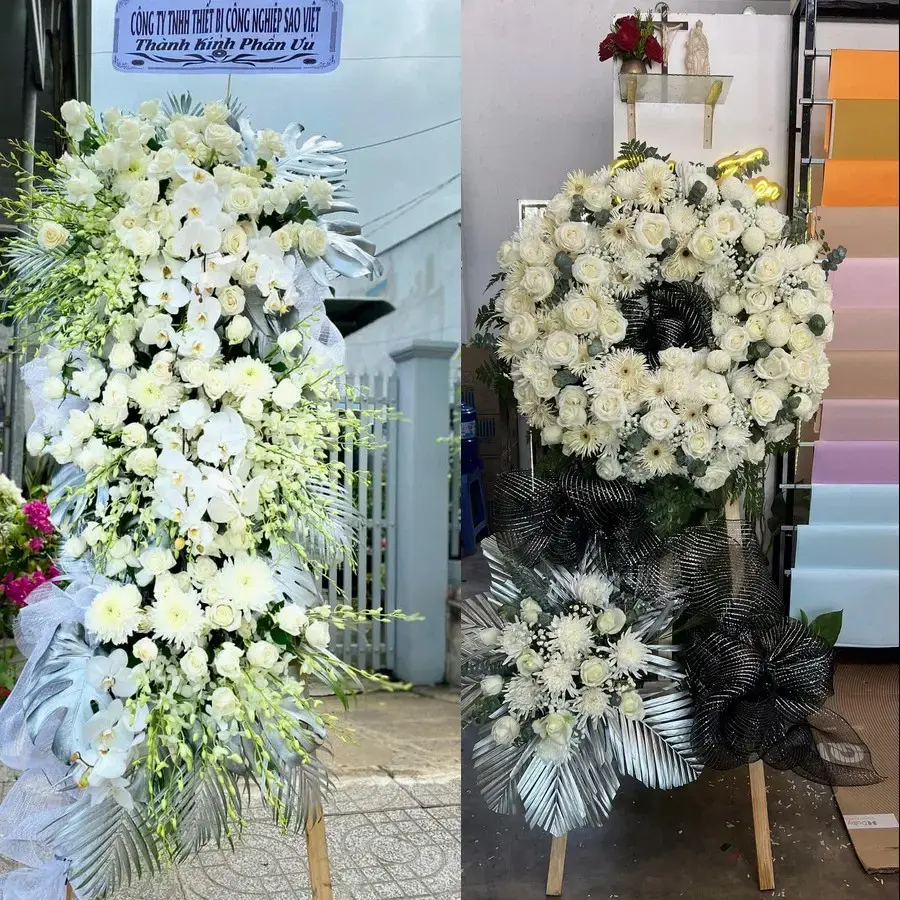 Vòng hoa đám tang tại Vĩnh Thông