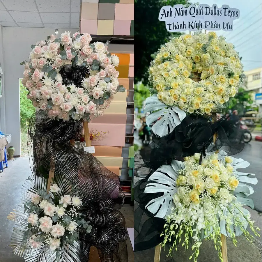 Vòng hoa đám tang tại Xuân Hưng