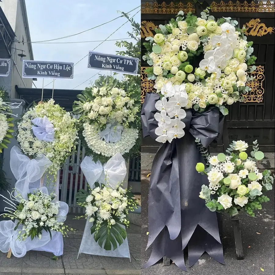 Vòng hoa đám tang tại Xuân Mai