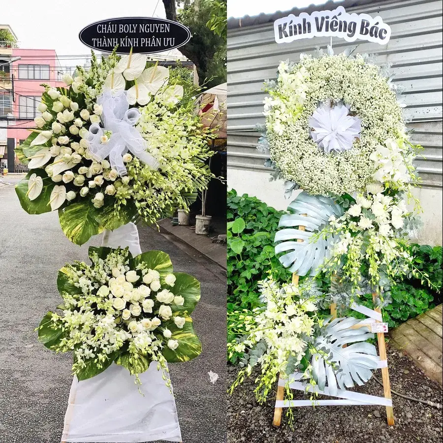 Kệ hoa chia buồn tại Yên Cường