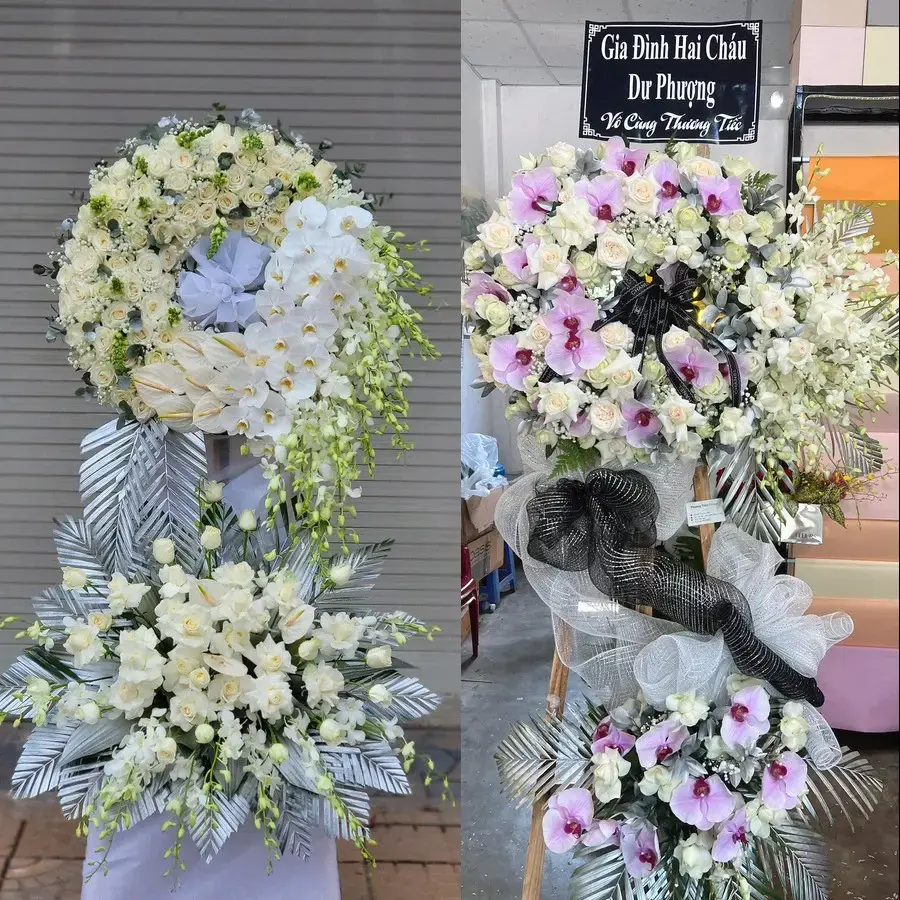 Kệ hoa chia buồn tại Yên Đồng