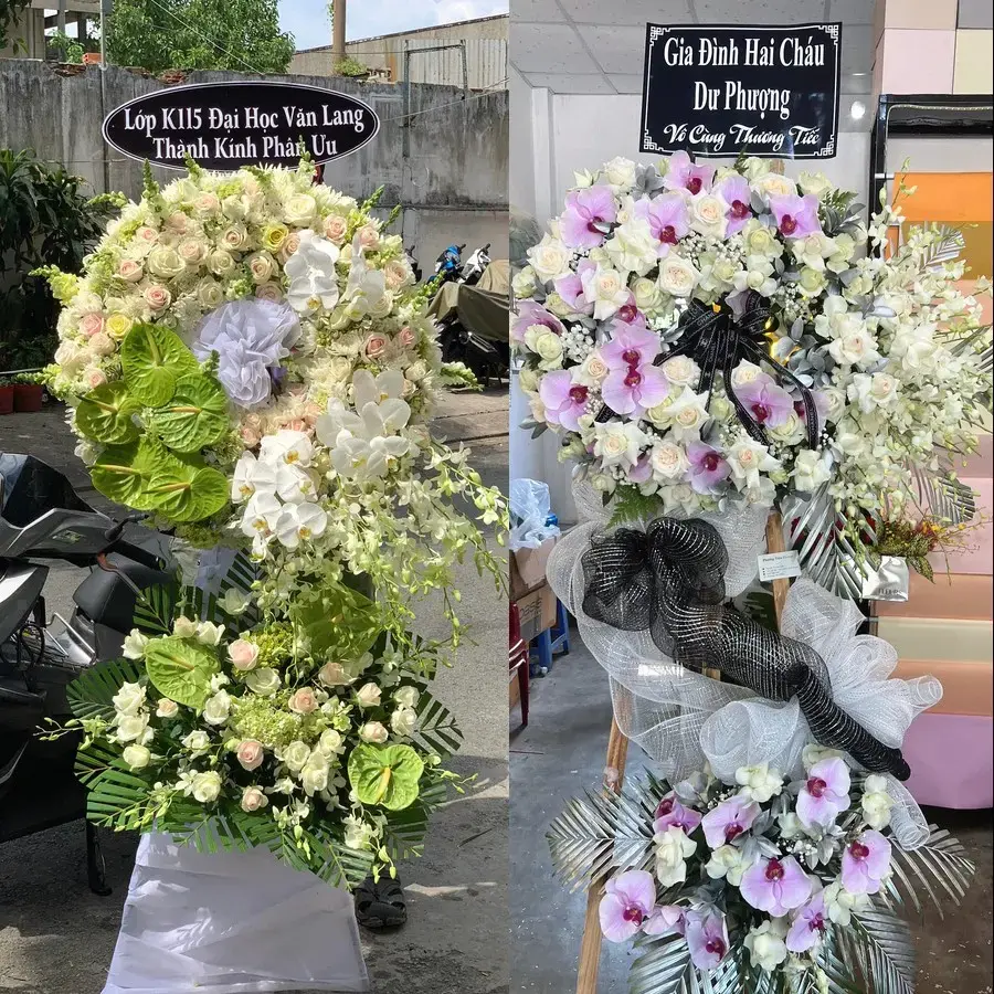 Vòng hoa đám tang tại Yên Mô