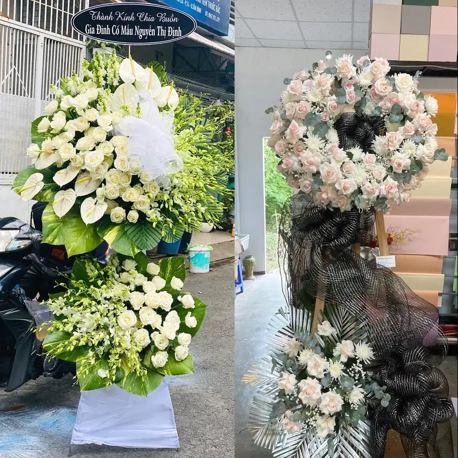 Kệ hoa chia buồn tại Yên Mô