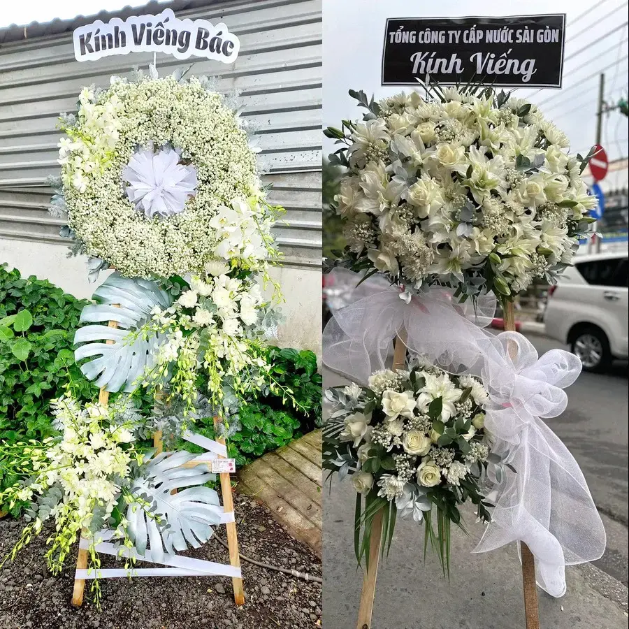 Kệ hoa chia buồn tại Yên Mỹ