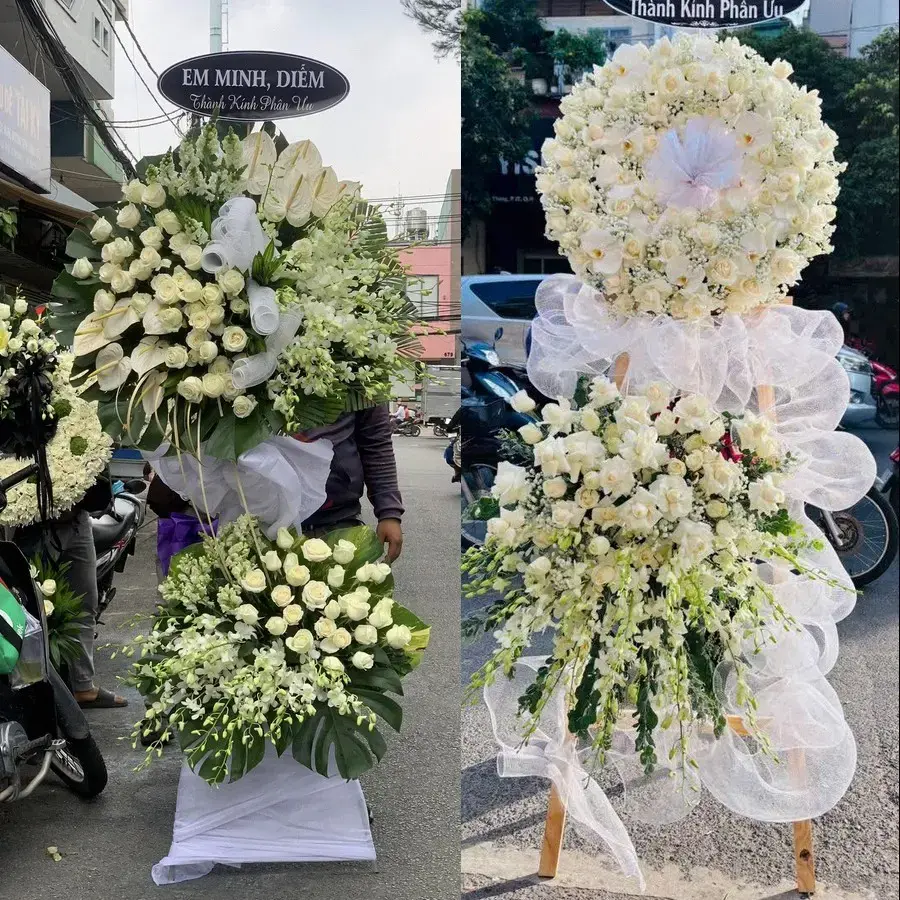 Vòng hoa đám tang tại Yên Phong