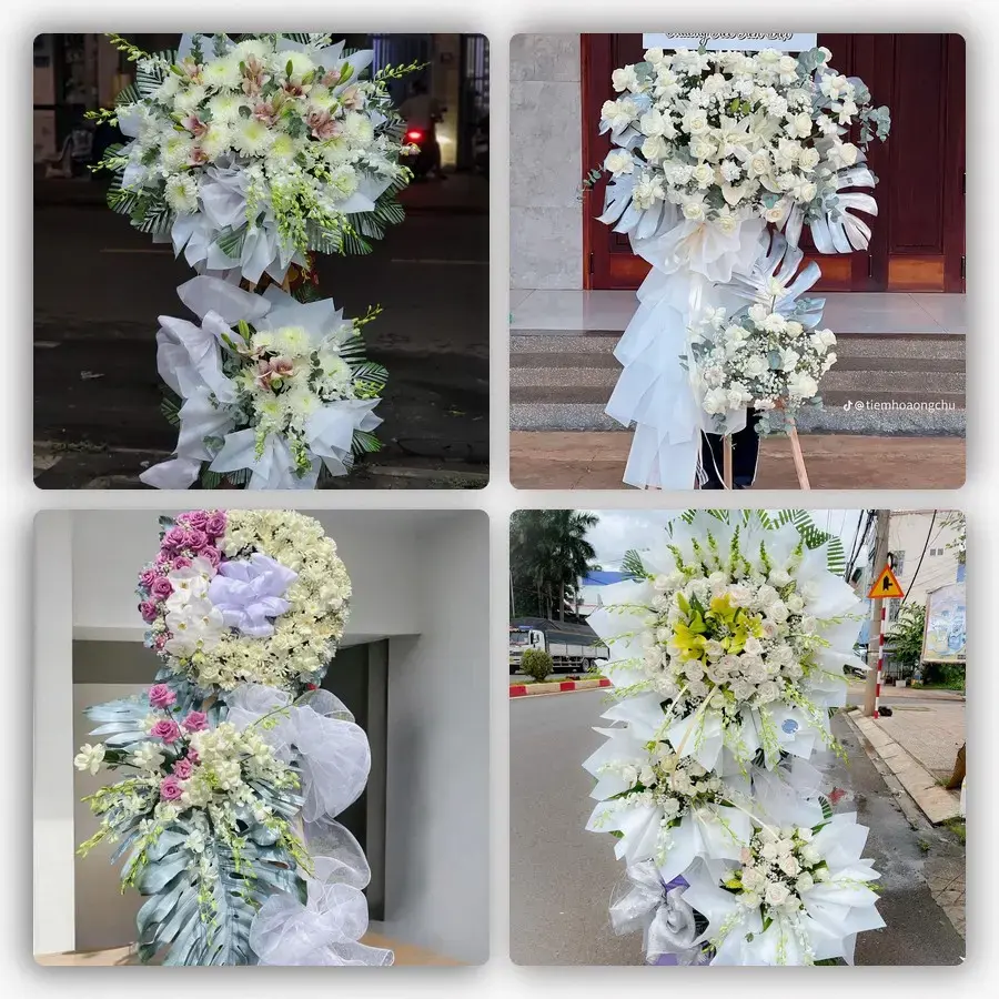 Bốn mẫu hoa đám tang Bình Đại