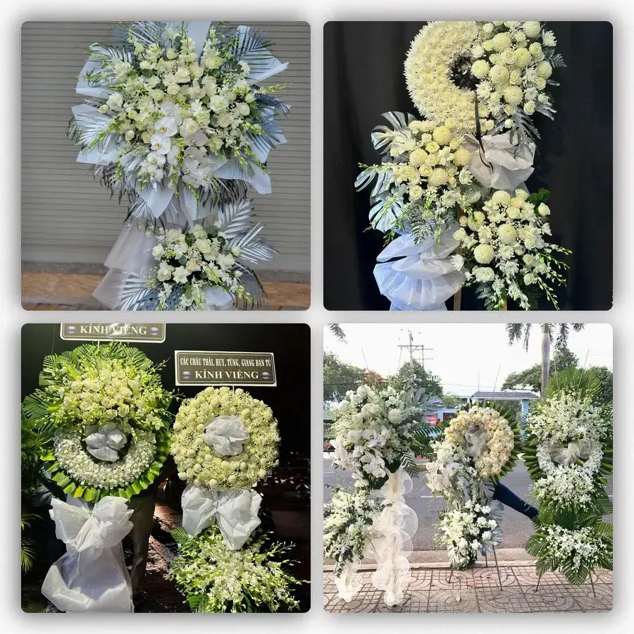 Bốn mẫu hoa đám tang Cái Bè