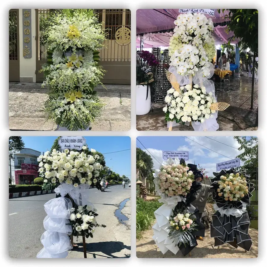 Bốn mẫu hoa đám tang Cái Đôi Vàm