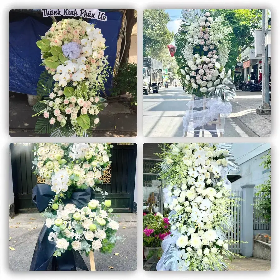 Bốn mẫu hoa đám tang Cái Nước