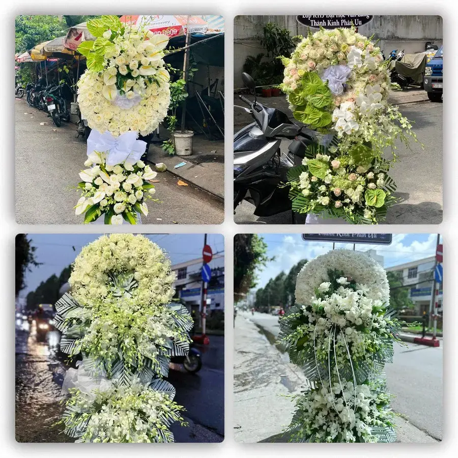 Bốn mẫu hoa đám tang Cẩm Giang