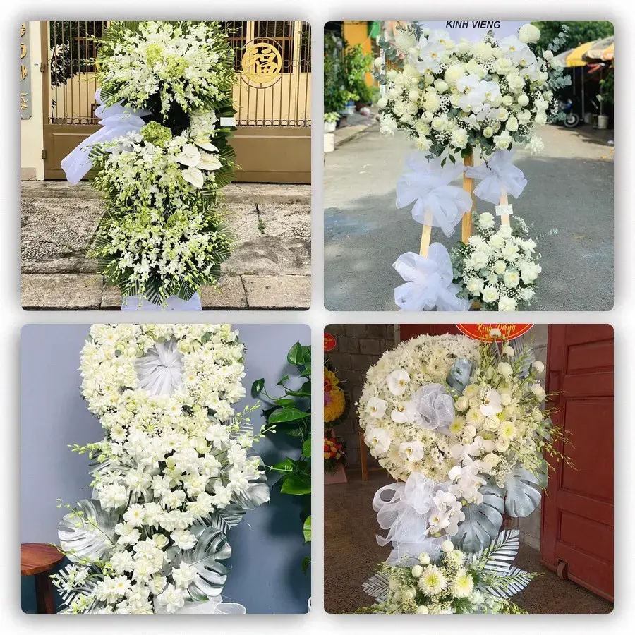 Bốn mẫu hoa đám tang Cần Đước