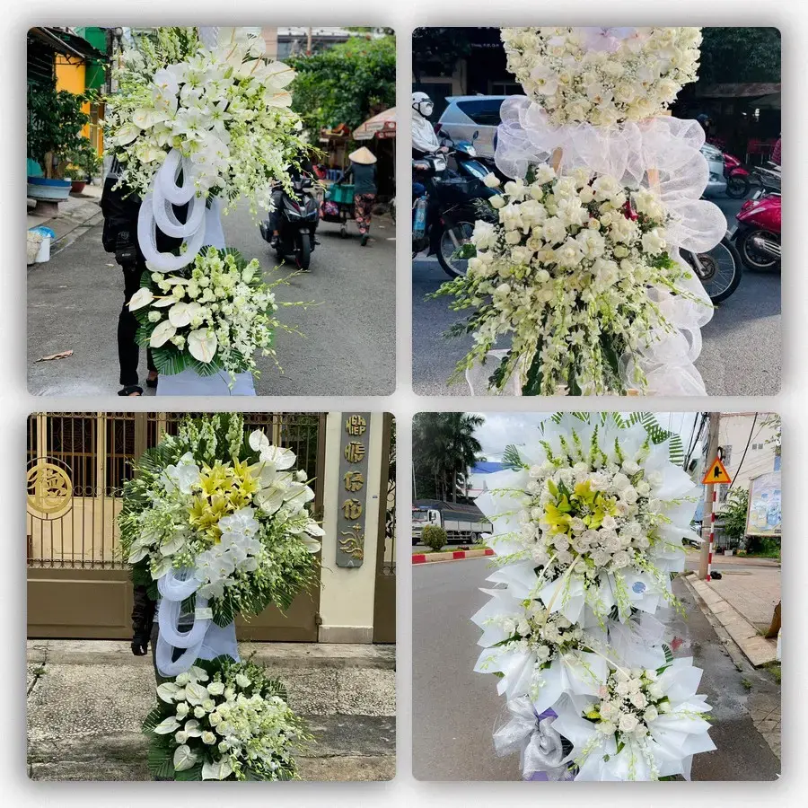 Bốn mẫu hoa đám tang Cao Phong