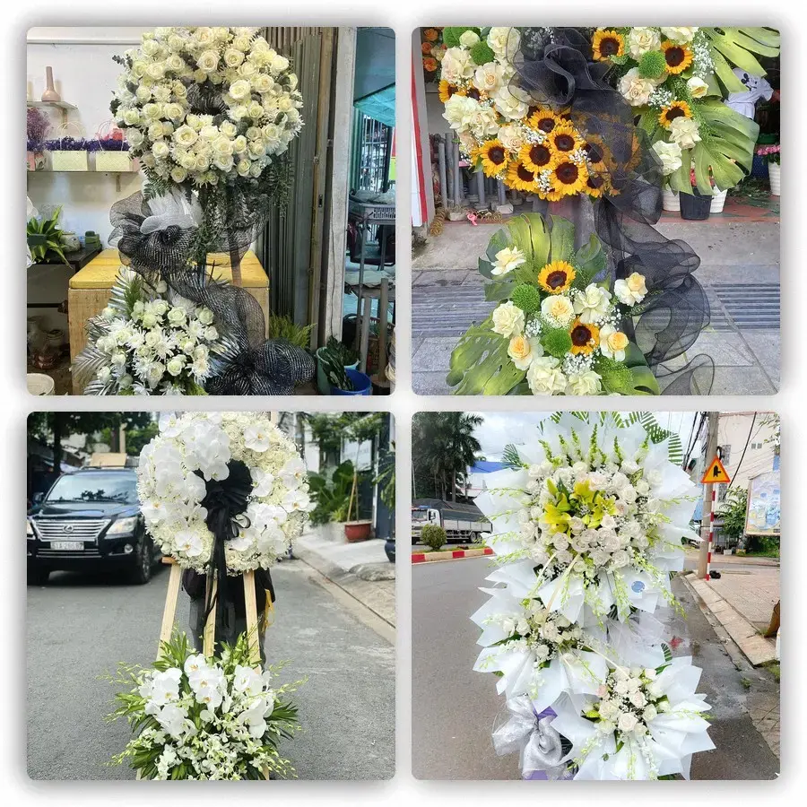 Bốn mẫu hoa đám tang Dầu Giây
