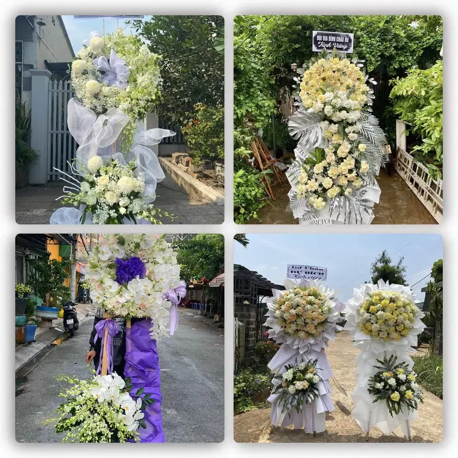 Bốn mẫu hoa đám tang Gò Quao