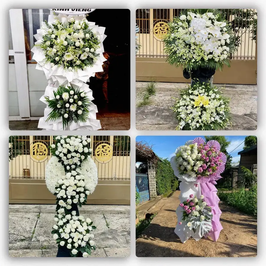 Bốn mẫu hoa đám tang Hưng Hà