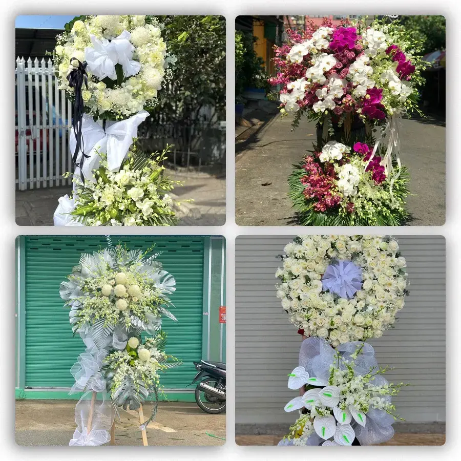 Bốn mẫu hoa đám tang Quỳnh Côi
