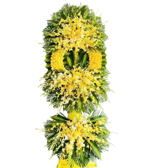 Kệ hoa chia buồn lan vàng hai tầng