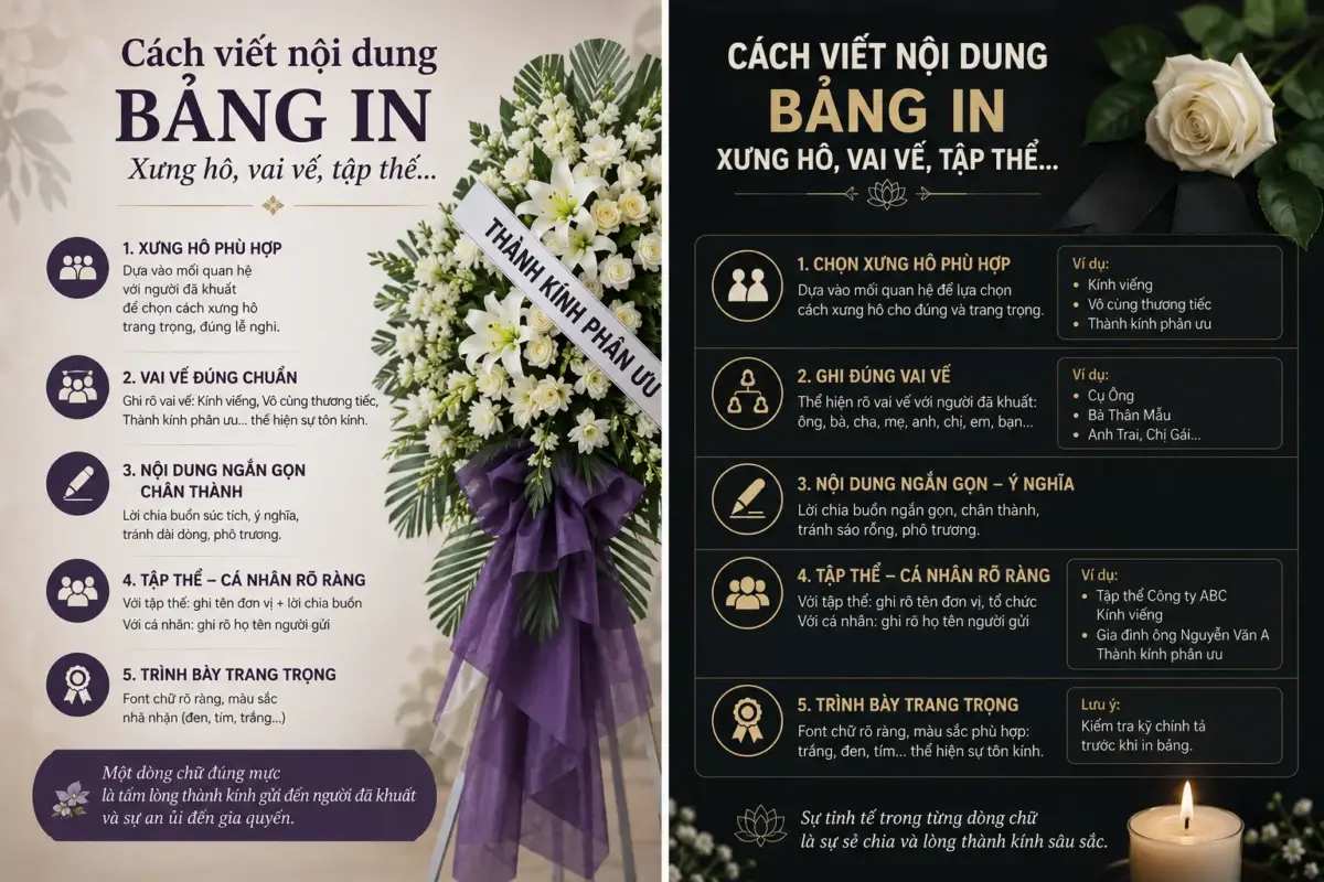 Cách viết nội dung băng tang vòng hoa viếng: xưng hô, vai vế, tập thể