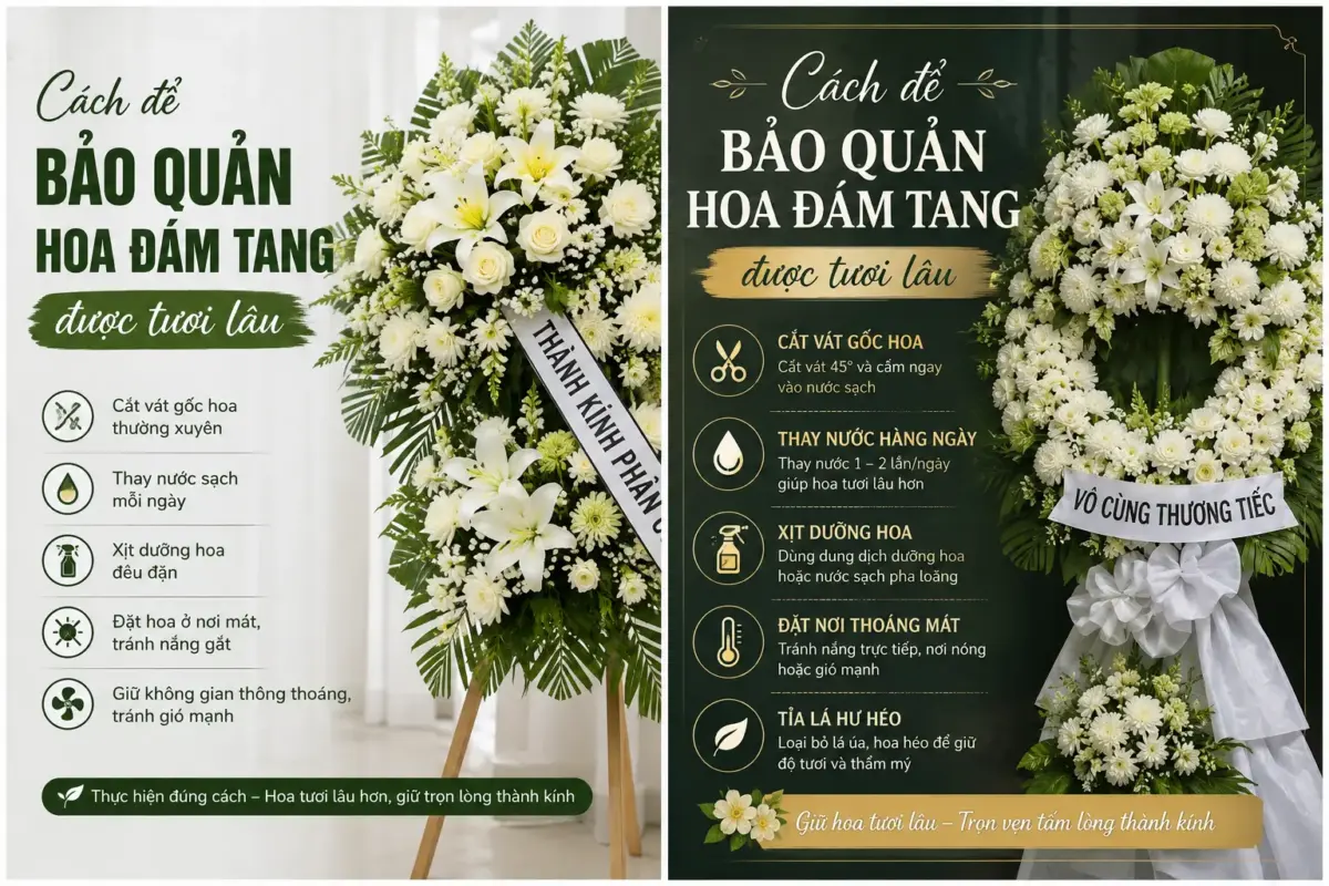 Hướng dẫn cách bảo quản vòng hoa đám tang được tươi lâu